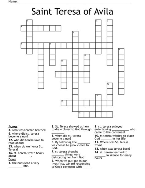 Spanish saint born in Avila Crossword Clue .